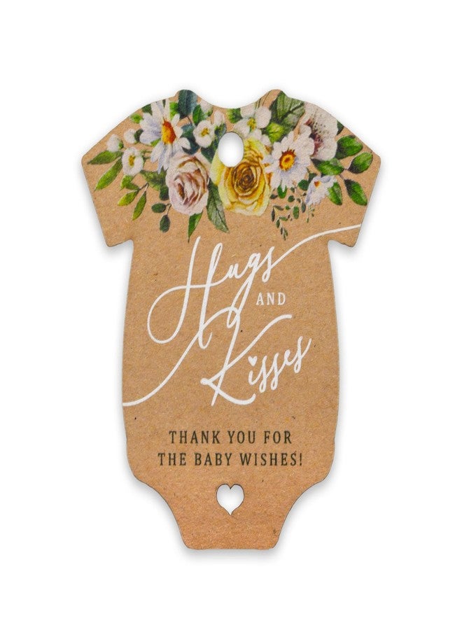 Summer-Ray.com Summer-Ray 50pcs Onesie Hugs & Kisses Floral-Themed Baby Shower Favor Tags (Kraft Brown) - Image 1